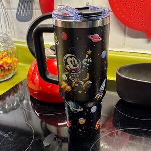 Space-Themed Travel Mug with Cartoon Character